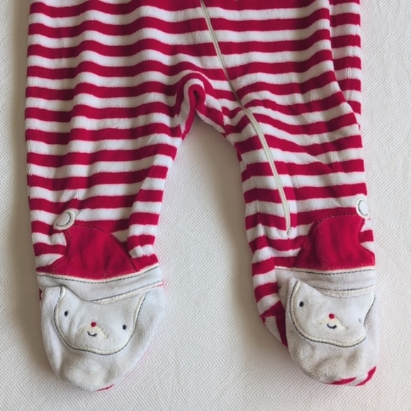 joe fresh santa striped velour zipper footie sleeper pajamas 6-12 months baby - Picture 4 of 6